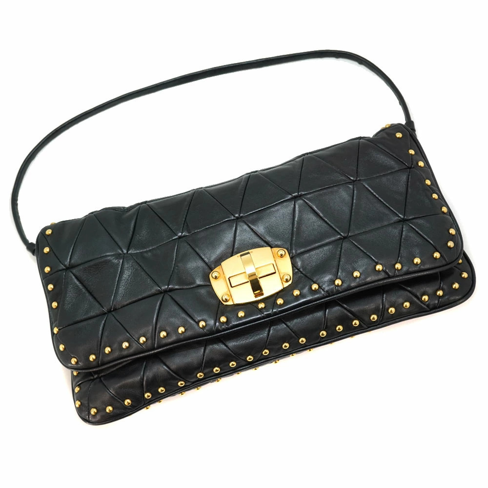 Miu Miu Shoulder Bag Black Studded